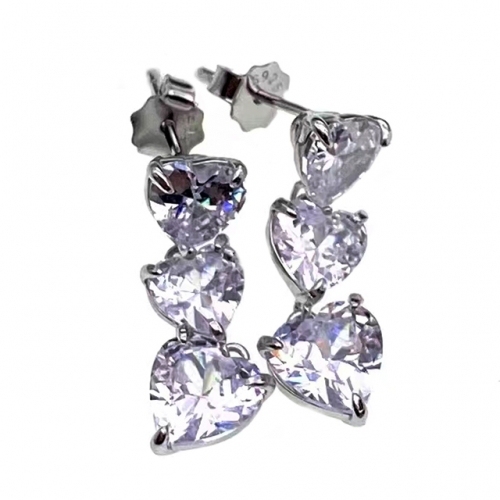 Hanging Stud Earring with Heart CZ  - L22