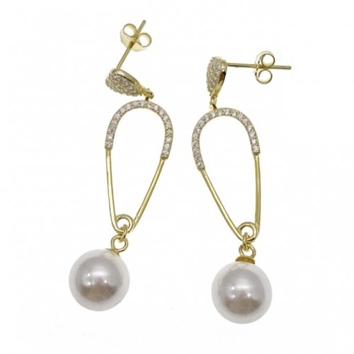 Hanging Stud Earring with pearls  - L32