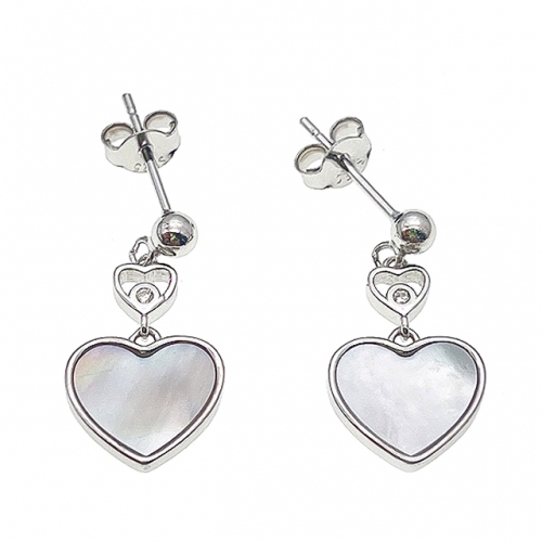 Hanging Stud Heart Earring with MOP  - L37