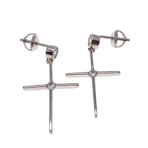 Hanging Stud Cross Earring   - L27