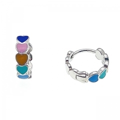 Enamel Heart Hoop Earring  - L42