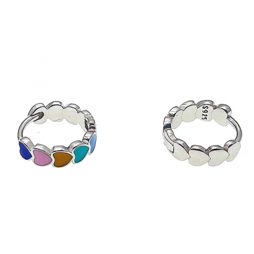 Enamel Heart Hoop Earring  - L42