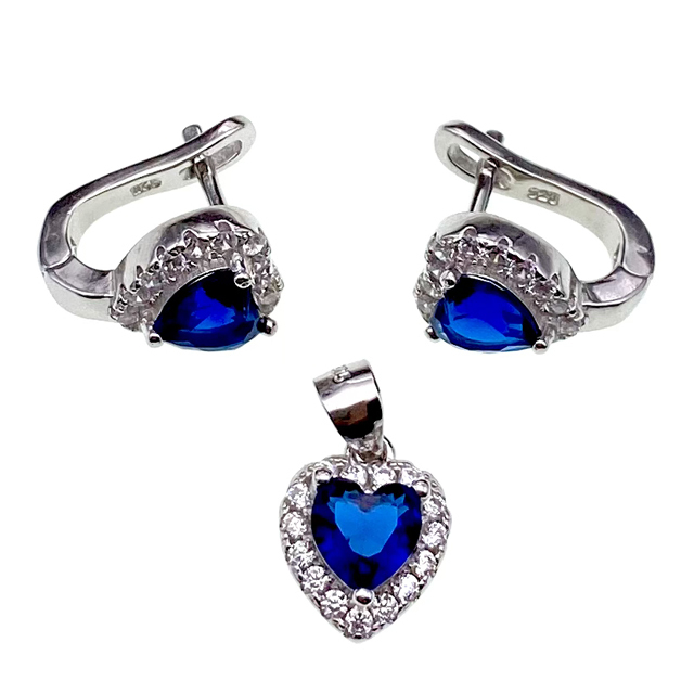 English Lock Heart Design Earring and Pendant Set-L27