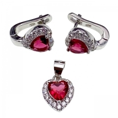 English Lock Heart Design Earring and Pendant Set-L27