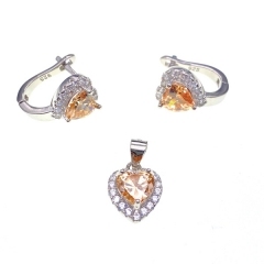 English Lock Heart Design Earring and Pendant Set-L27