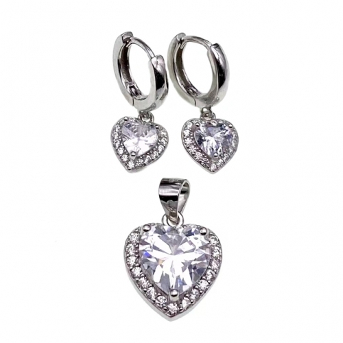 English Lock Heart Design Earring and Pendant Set-L27