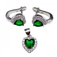 English Lock Heart Design Earring and Pendant Set-L27