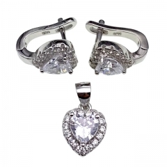 English Lock Heart Design Earring and Pendant Set-L27