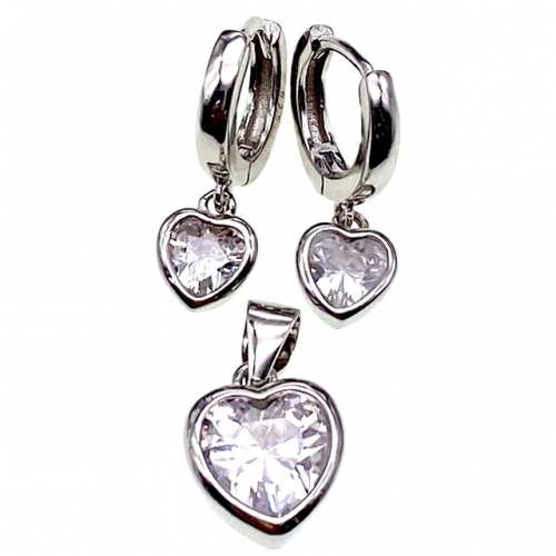 English Lock Heart Earring and Pendant Set - L22