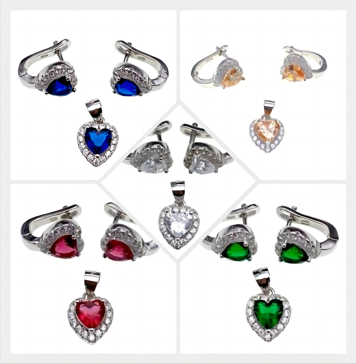 English Lock Heart Design Earring and Pendant Set-L27