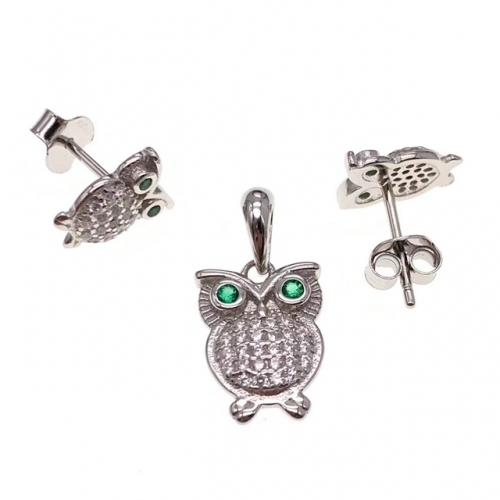 Owl Stud Earring and Pendant Set -L42