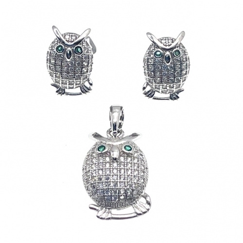 Owl Stud Earring and Pendant Set -L42