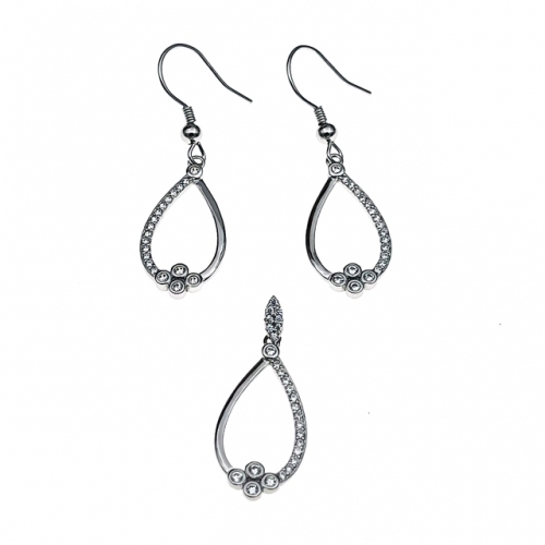 Hanging Earring and Pendant Set wth color stones -L48