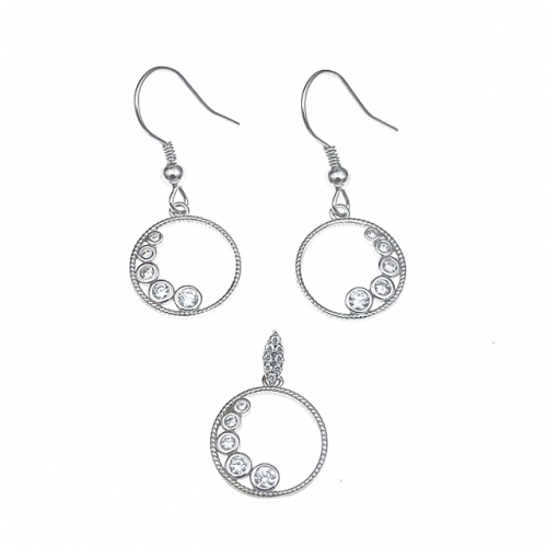 Hanging Earring and Pendant Set wth color stones -L48