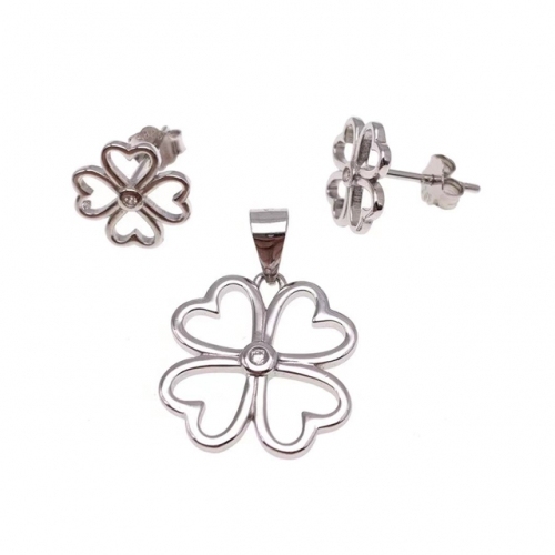 Heart&Flower Stud Earring and Pendant Set -L42