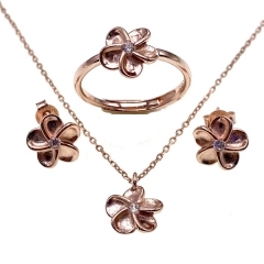 Plain Flower Stud Earring and Pendant Set -L37
