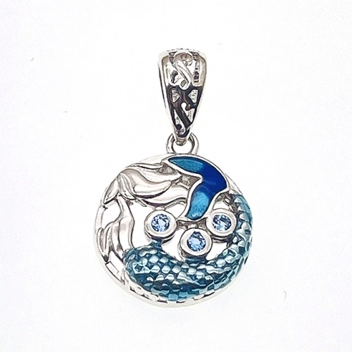 Enamel pendant with color stones - L27