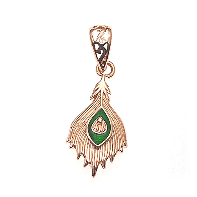Enamel pendant with Feather design - L27