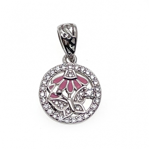 Enamel pendant with Flower&Butterfly design - L32