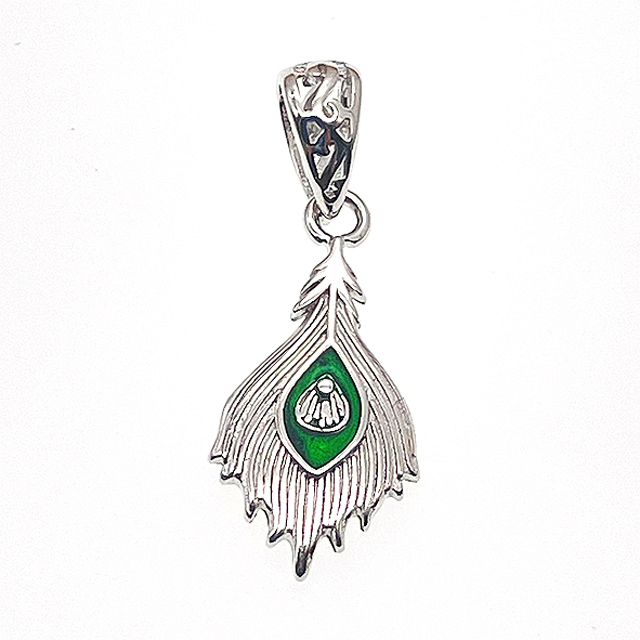 Enamel pendant with Feather design - L27
