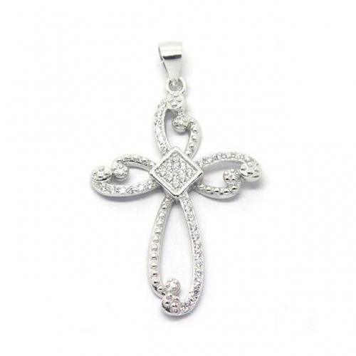 Cross pendant with heart design - L27