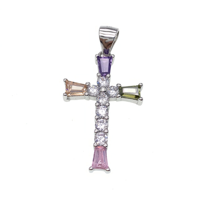 Cross pendant with color stones - L32