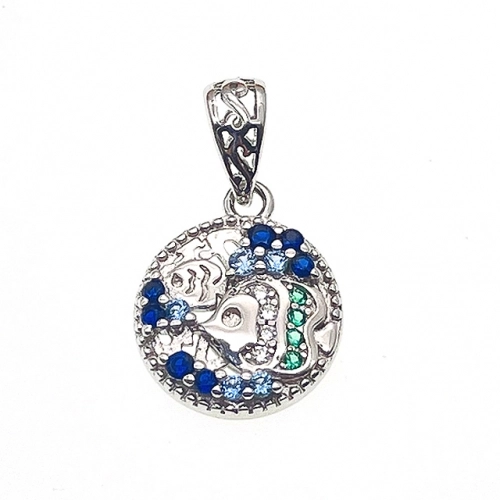 Enamel pendant with Fish design and color stones - L27