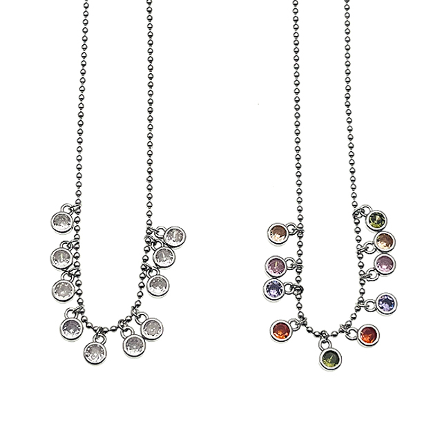 Necklace with color stone charms - L27