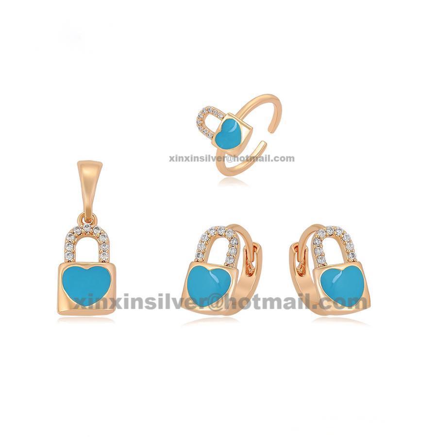 Enamel Heart Ring&Earring&Necklace/Pendent set