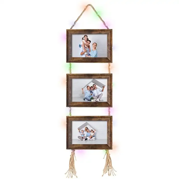 Custom 3 Collage Photo Frame Rope Picture Frame