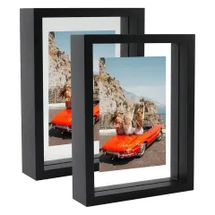 Wholesale Black Floating Picture Frame Double-Sided Glass Photo Frame