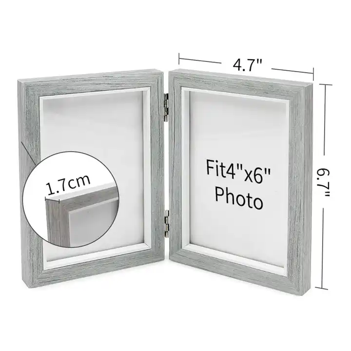 Customized Double Hinges Picture Frame, Rustic Photo Frame with 2 Openings