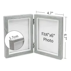 Customized Double Hinges Picture Frame, Rustic Photo Frame with 2 Openings