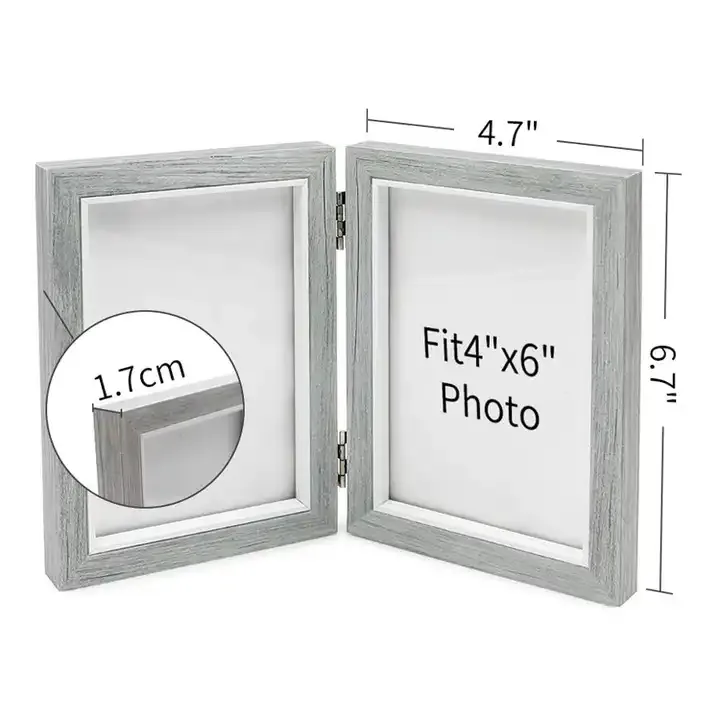 Customized Double Hinges Picture Frame, Rustic Photo Frame with 2 Openings