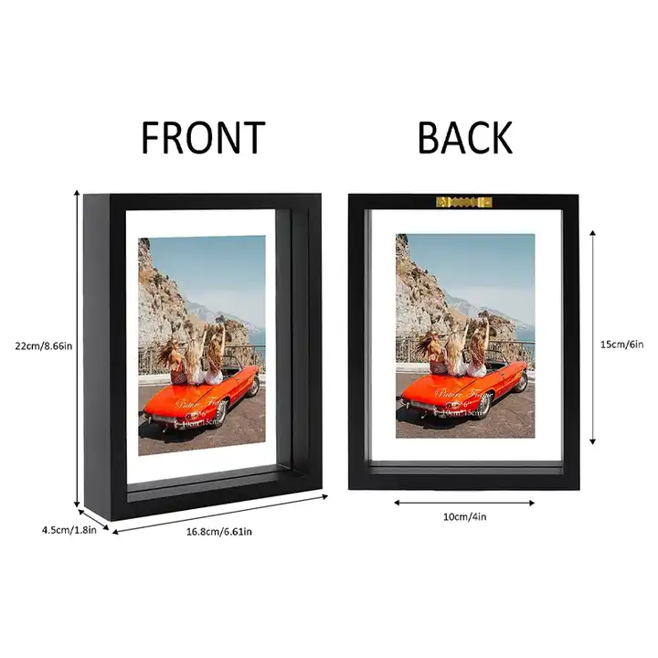 Wholesale Black Floating Picture Frame Double-Sided Glass Photo Frame