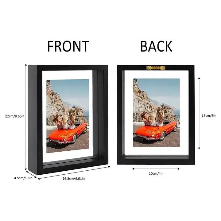 Wholesale Black Floating Picture Frame Double-Sided Glass Photo Frame