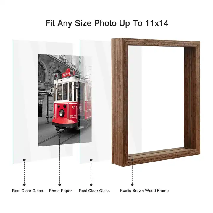 Customized Double Side Glass Floating Picture Frame 3D Photo Frame
