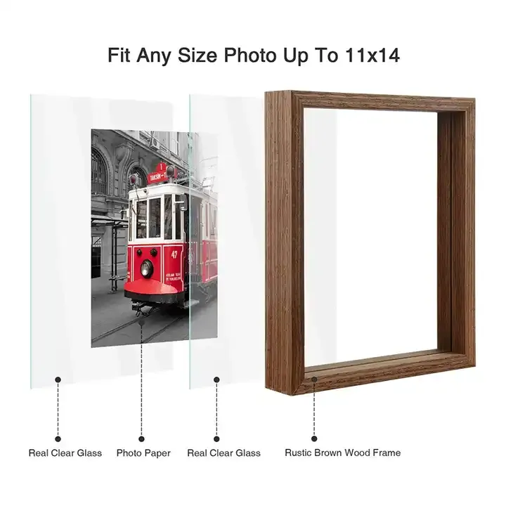Customized Double Side Glass Floating Picture Frame 3D Photo Frame