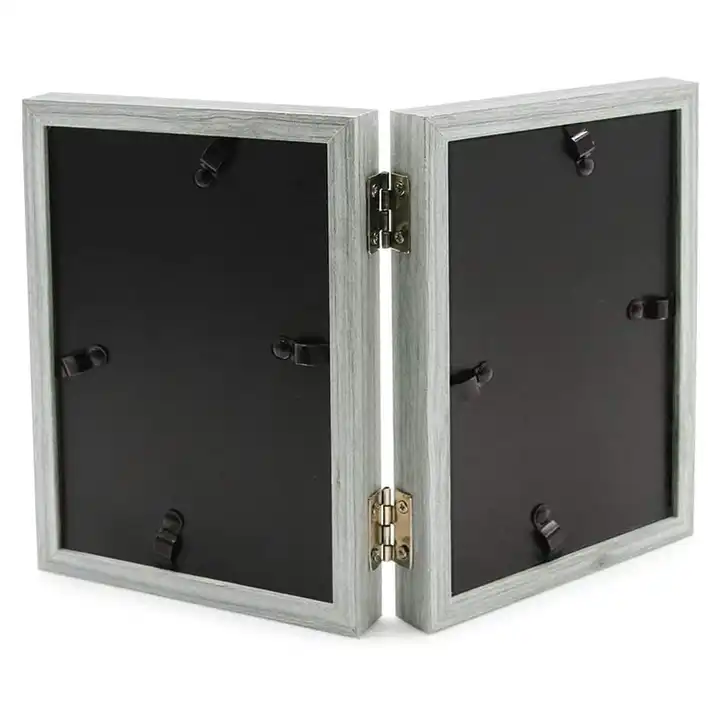 Customized Double Hinges Picture Frame, Rustic Photo Frame with 2 Openings
