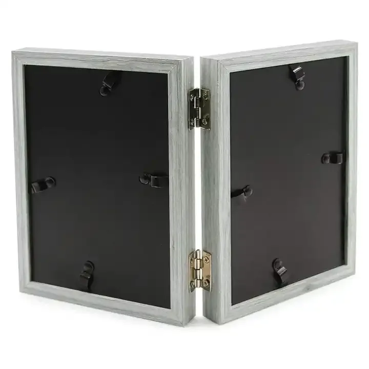 Customized Double Hinges Picture Frame, Rustic Photo Frame with 2 Openings
