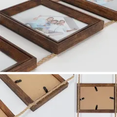 Custom 3 Collage Photo Frame Rope Picture Frame
