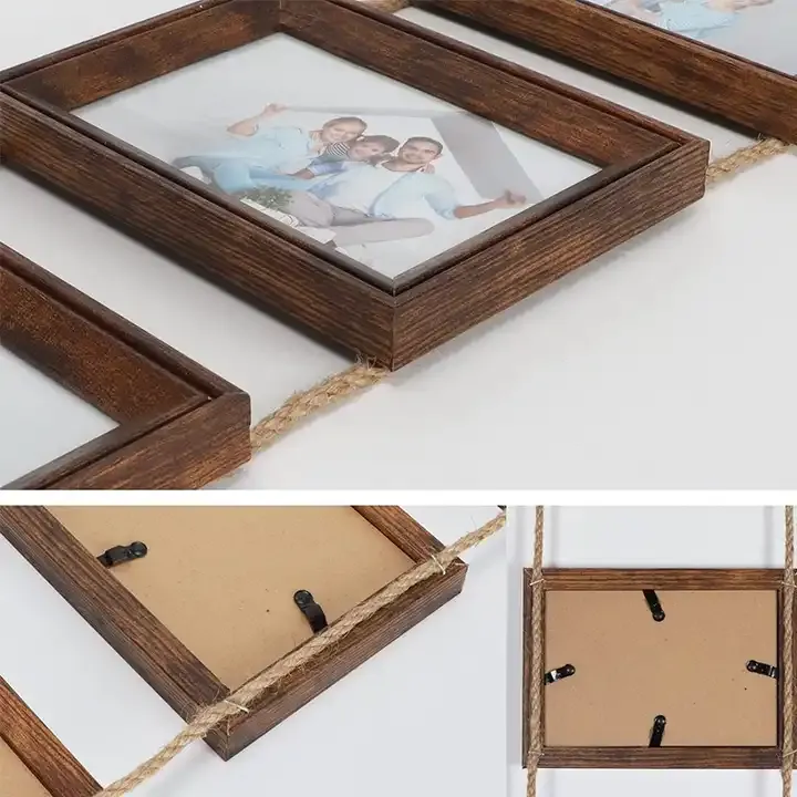 Custom 3 Collage Photo Frame Rope Picture Frame