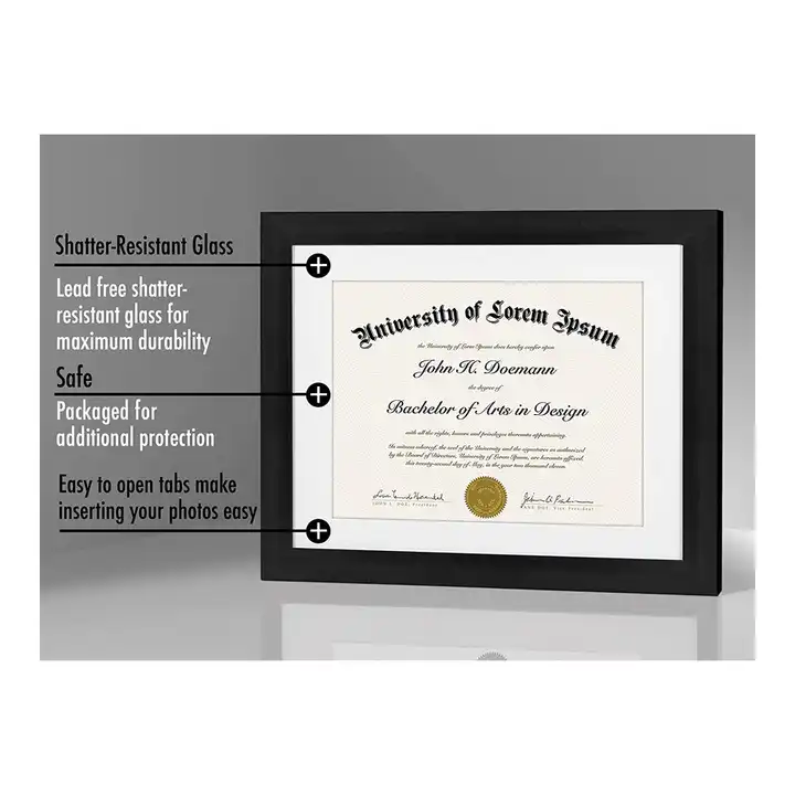 Custom MDF Picture Frame Black Diploma Frame Certificate Frame