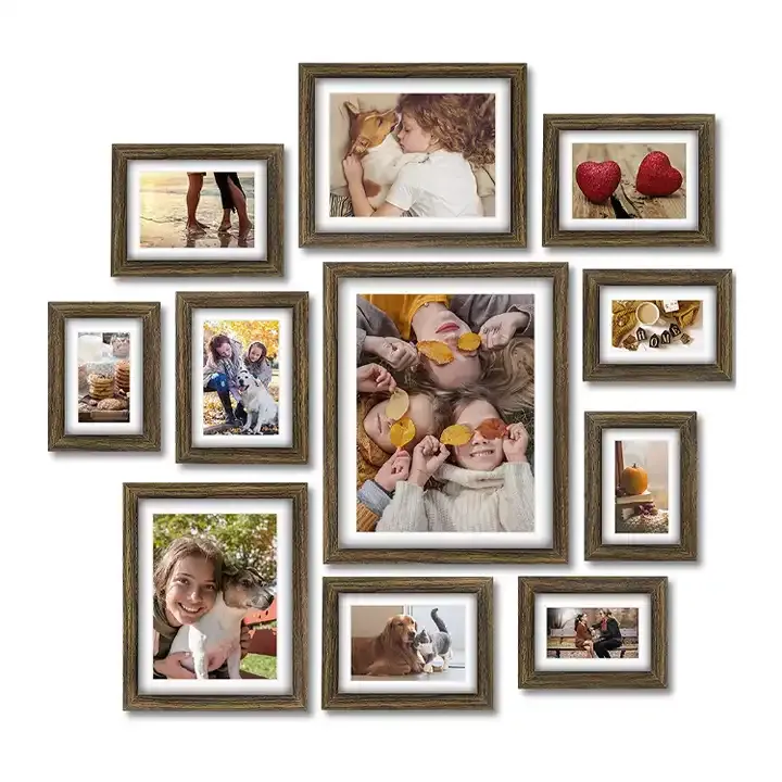 Customized Collage Photo Frames Set of 11 Rustic Picture Frames