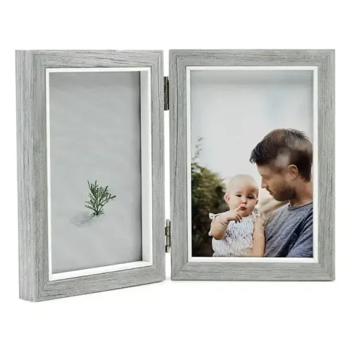 Customized Double Hinges Picture Frame, Rustic Photo Frame with 2 Openings