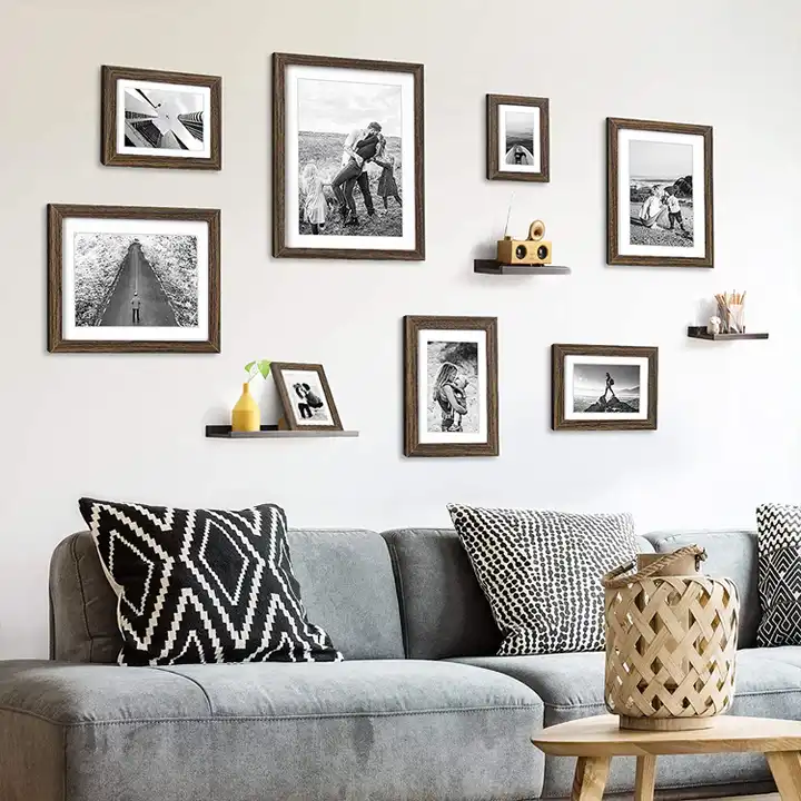 Customized Collage Photo Frames Set of 11 Rustic Picture Frames