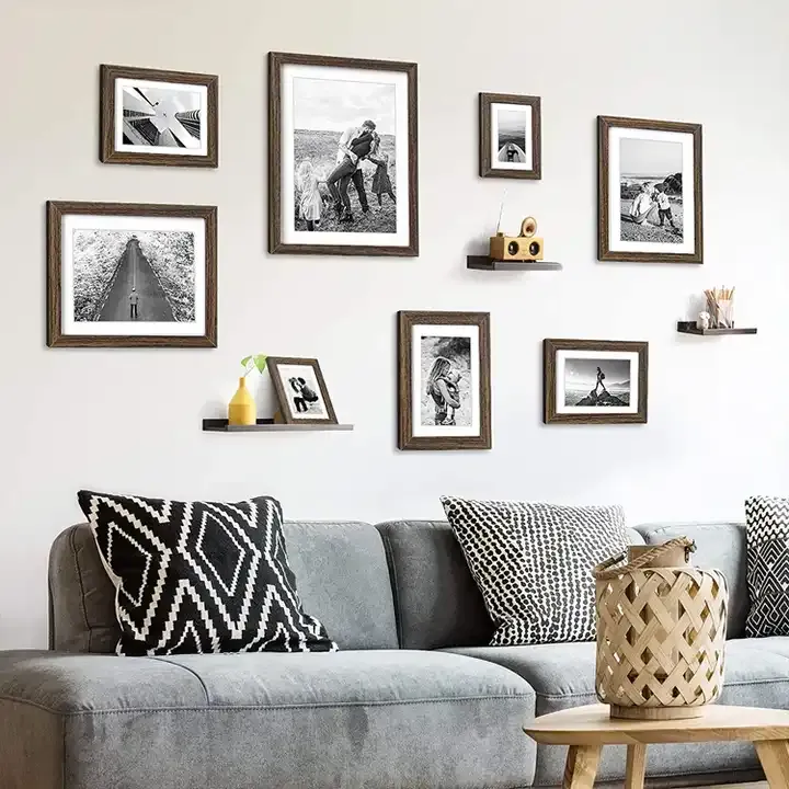 Customized Collage Photo Frames Set of 11 Rustic Picture Frames