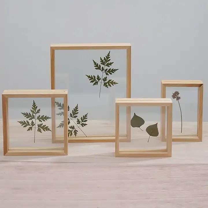 Wholesale Natural Wooden Photo Frame with Double Pane Glass, Eco Wood Shadow Box Frame