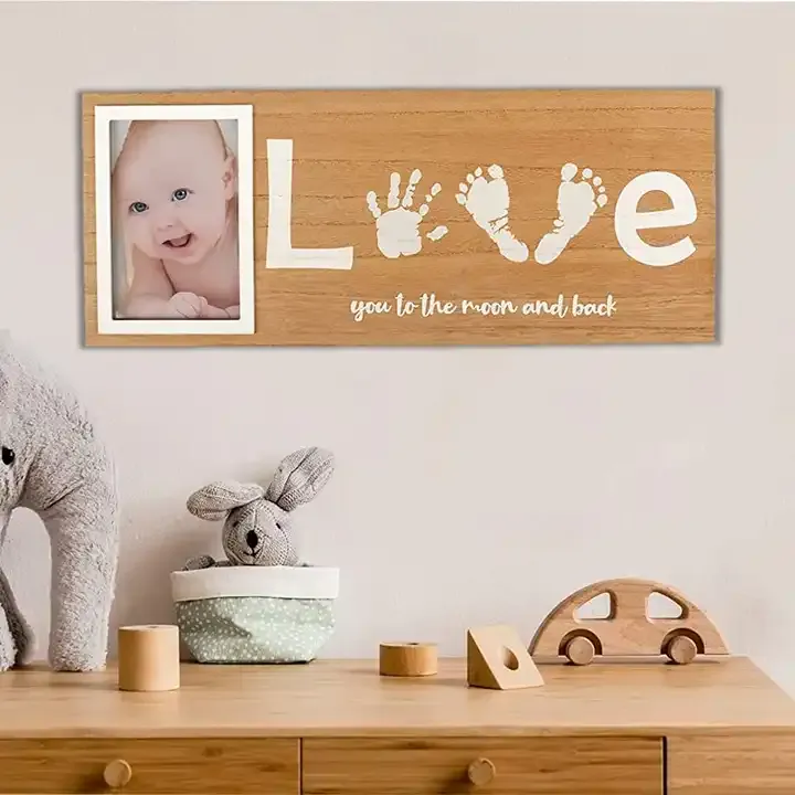 Custom Handmade Love Diy Photo Frame Baby Footprint and Handprint Picture Frame