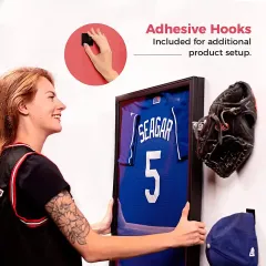 Custom Sport Jersey Frame Display Case, Lockable Jersey Shadow Box with 98% UV Protection for Football Hockey Uniform